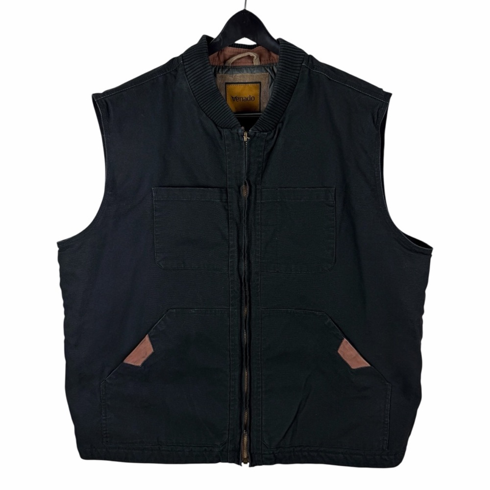 Mens Venado Canvas Conceal Carry Firearm Quilted Black Vest Size 2XL